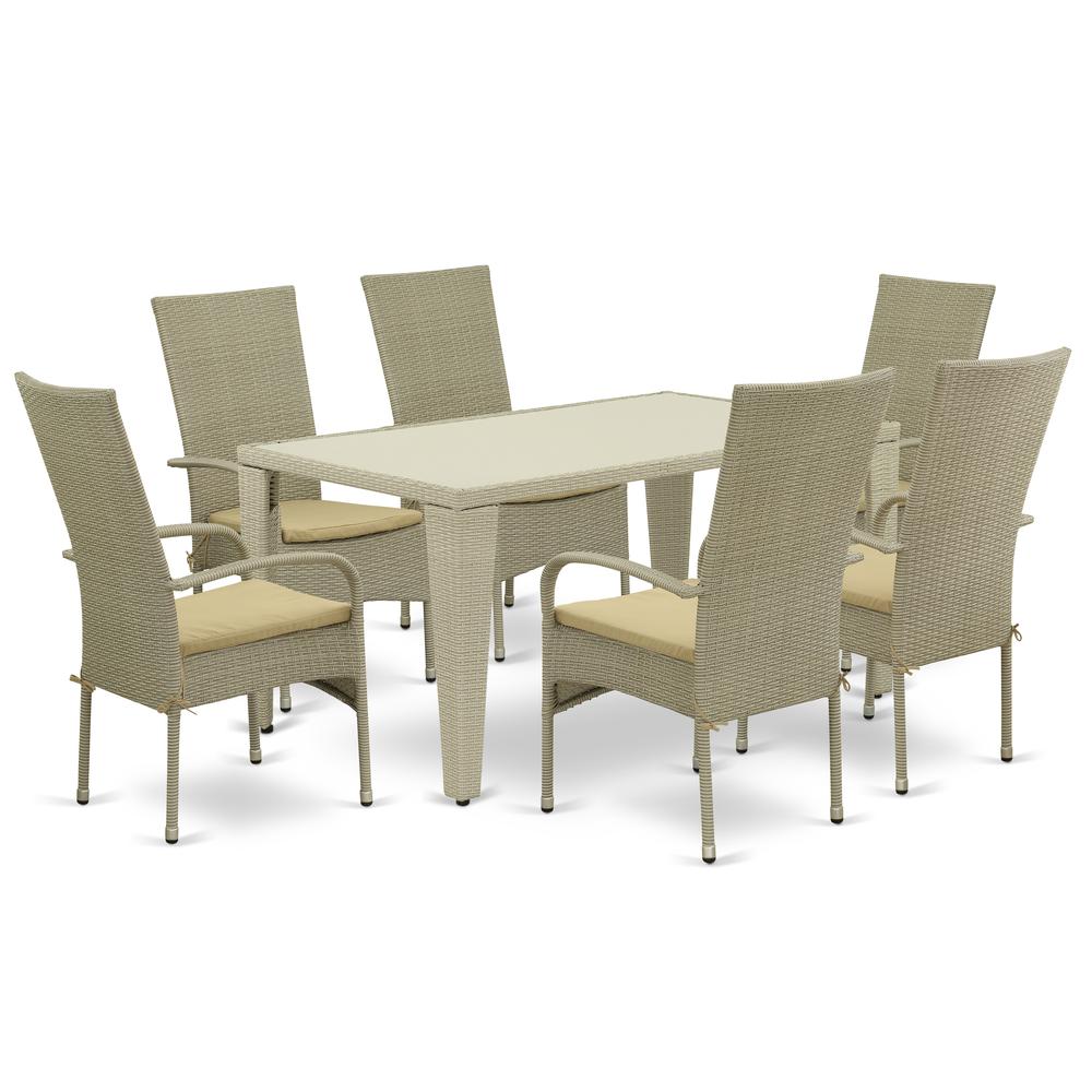 Wicker Patio Set Natural Linen, GUOS7-03A. Picture 1