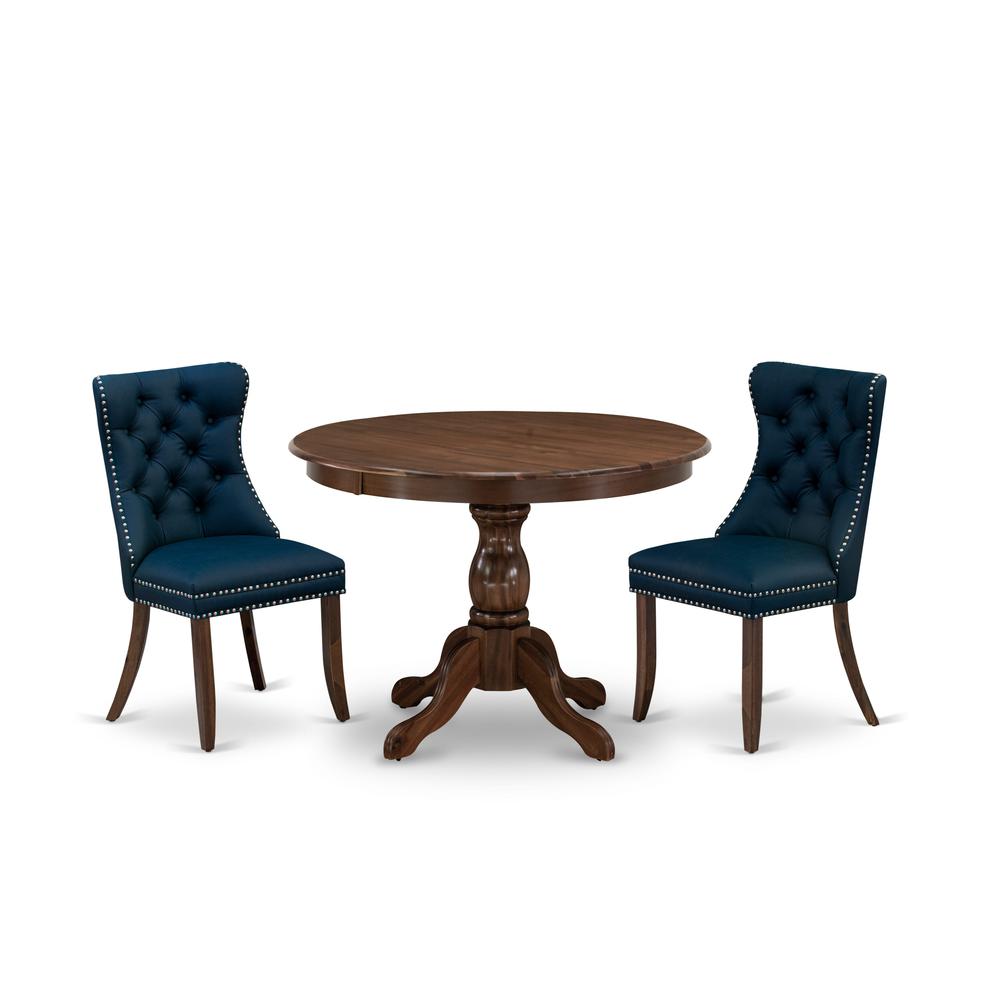 3 Piece Kitchen Table Set Contains a Round Dining Table and 2 Upholstered Chairs. Picture 6