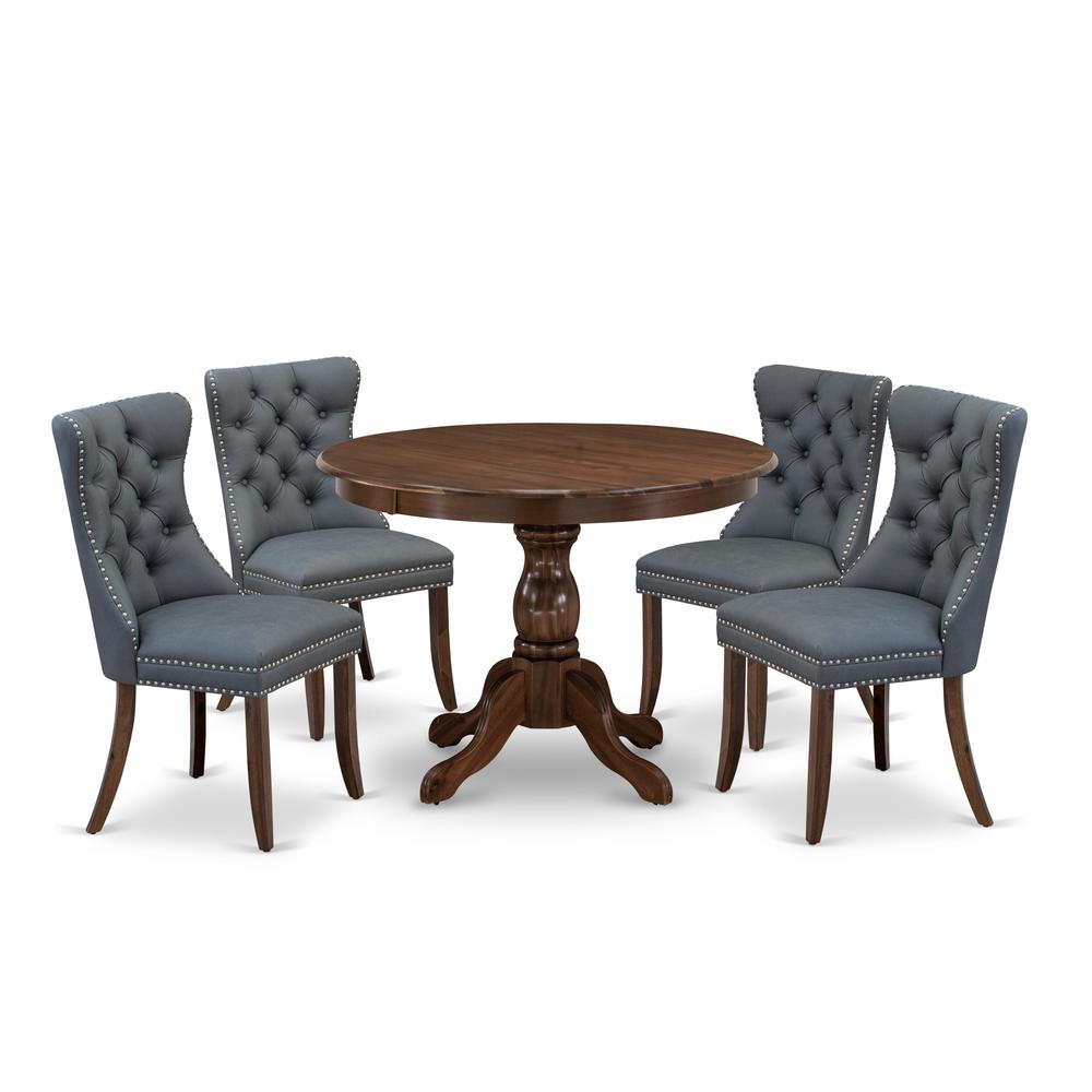 5 Piece Dining Room Set Consists of a Round Solid Wood Table. Picture 6