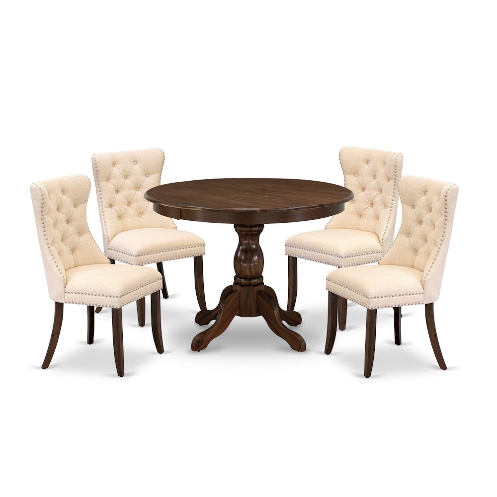 5 Piece Dinette Set Contains a Round Kitchen Dining Table. Picture 1
