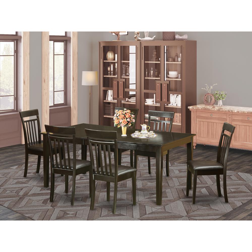 7  Pc  Dining  room  set-Table  with  Leaf  and  6  Dinette  Chairs.. Picture 4