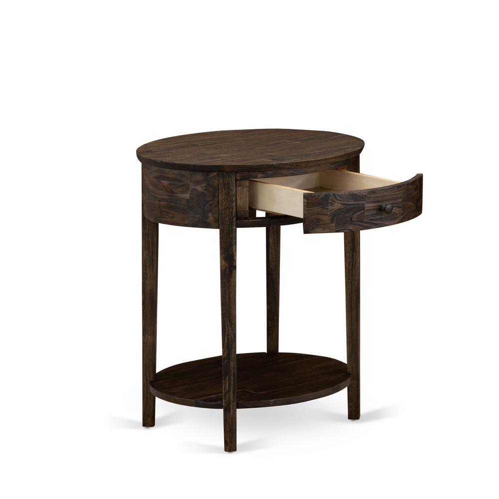 HI-07-ET Small End Table with 1 Wood Drawer, Stable and Sturdy Constructed - Distressed Jacobean Finish. Picture 3