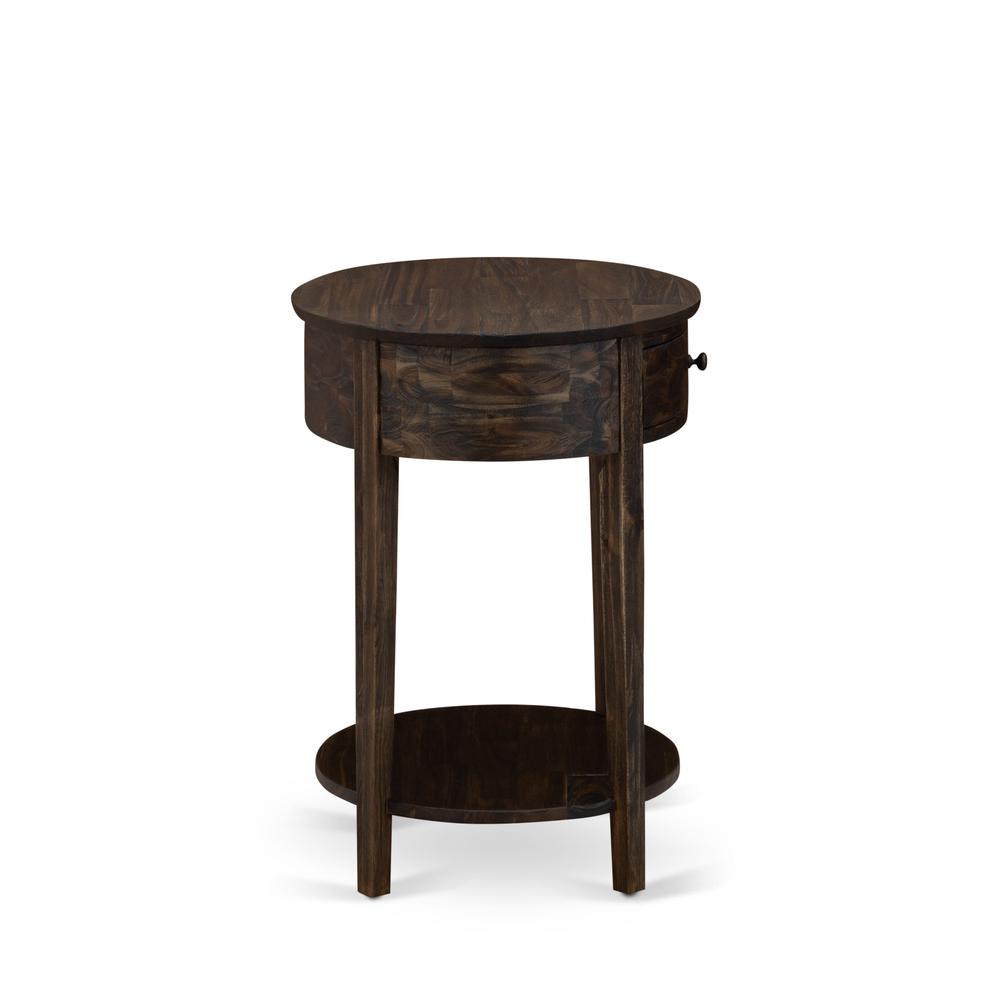 HI-07-ET Small End Table with 1 Wood Drawer, Stable and Sturdy Constructed - Distressed Jacobean Finish. Picture 4