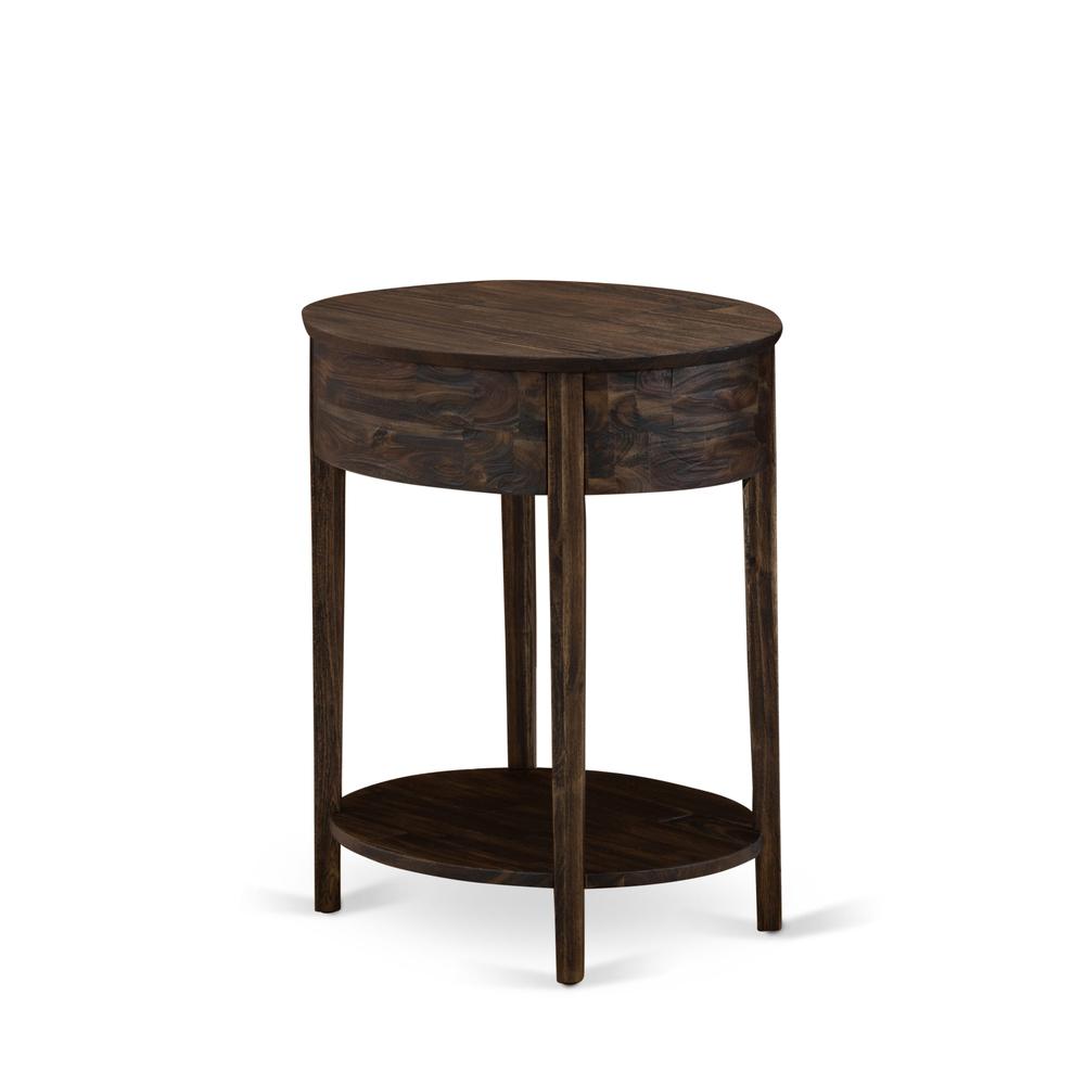 HI-07-ET Small End Table with 1 Wood Drawer, Stable and Sturdy Constructed - Distressed Jacobean Finish. Picture 5
