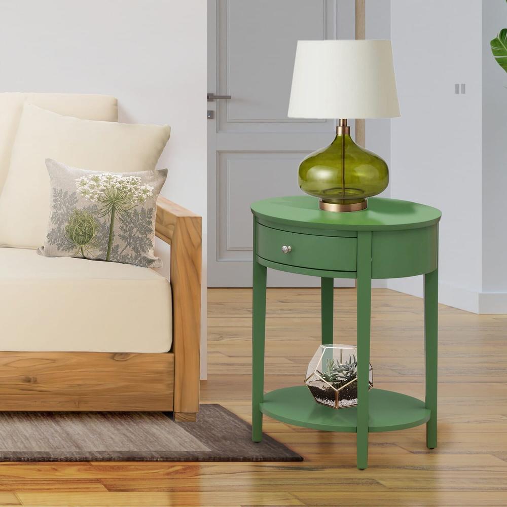 HI-12-ET Mid Century Modern Nightstand with 1 Wood Drawer, Stable and Sturdy Constructed - Clover Green Finish. Picture 7