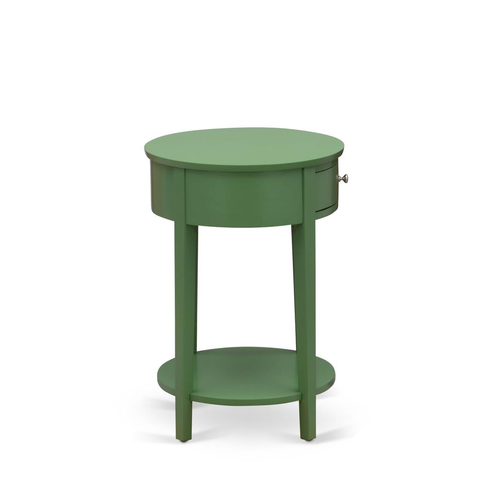 HI-12-ET Mid Century Modern Nightstand with 1 Wood Drawer, Stable and Sturdy Constructed - Clover Green Finish. Picture 4