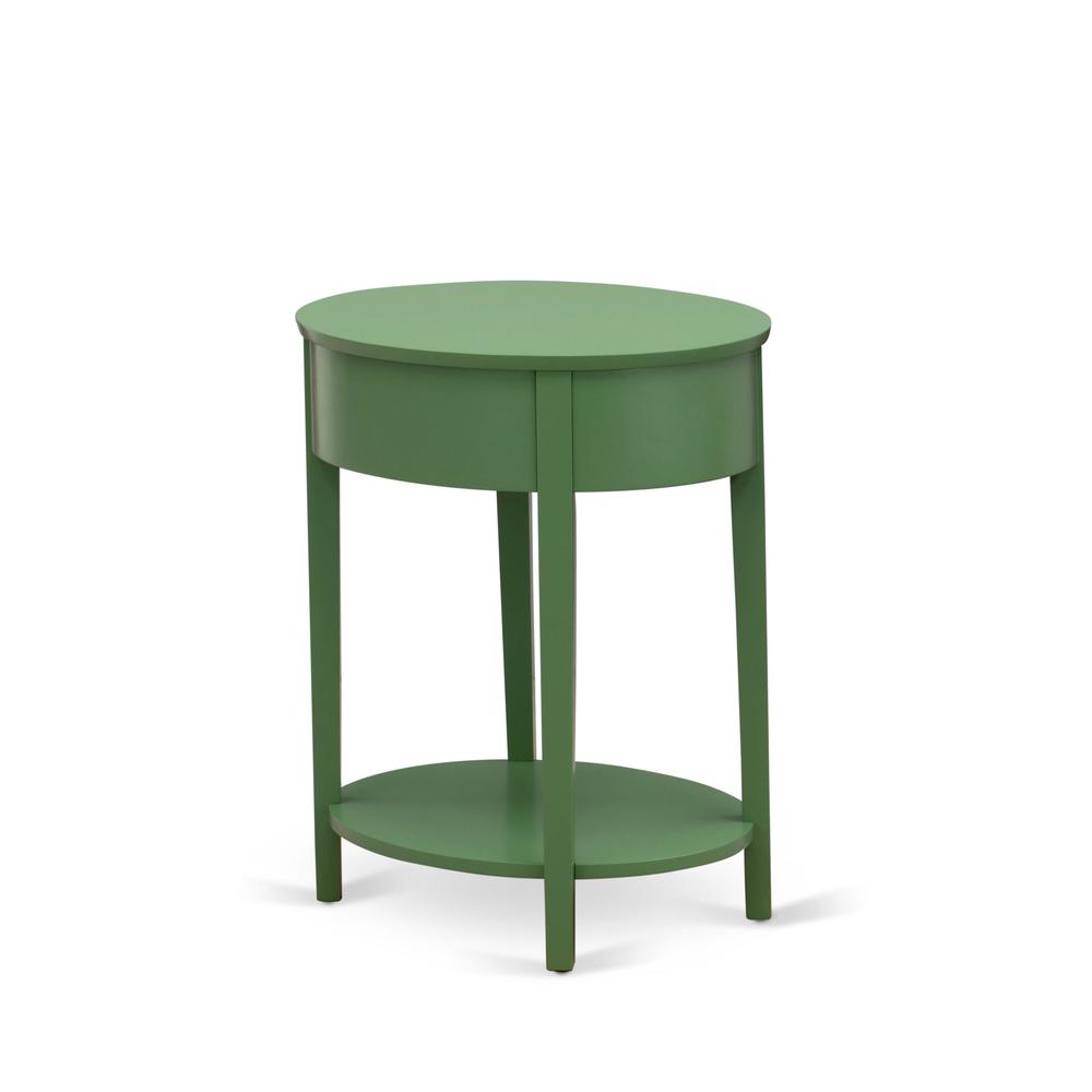 HI-12-ET Mid Century Modern Nightstand with 1 Wood Drawer, Stable and Sturdy Constructed - Clover Green Finish. Picture 5