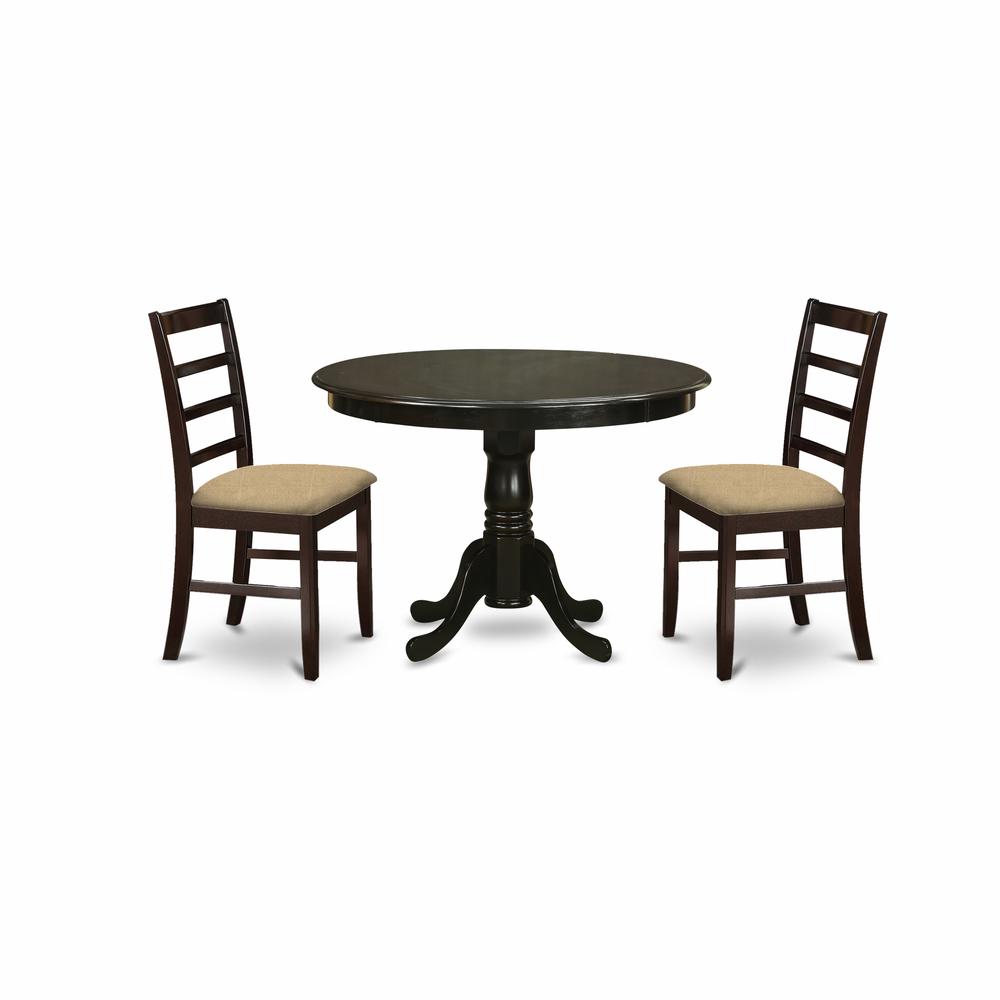 HLAN3-CAP-C 3 Pc Kitchen nook Dining set-round Kitchen Table and 2 slatted back Kitchen Chairs.. Picture 1
