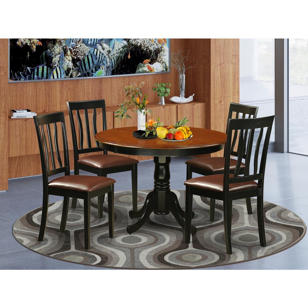 5  Pc  set  with  a  Round  Dinette  Table  and  4  Leather  Dinette  Chairs  in  Black. Picture 4