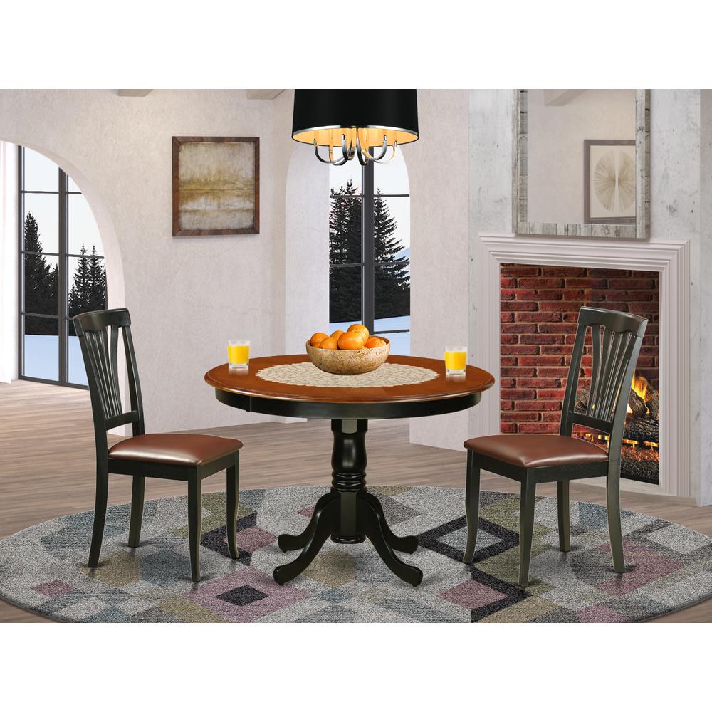 3  Pc  set  with  a  Round  Small  Table  and  2  Leather  Dinette  Chairs  in  Black. Picture 4
