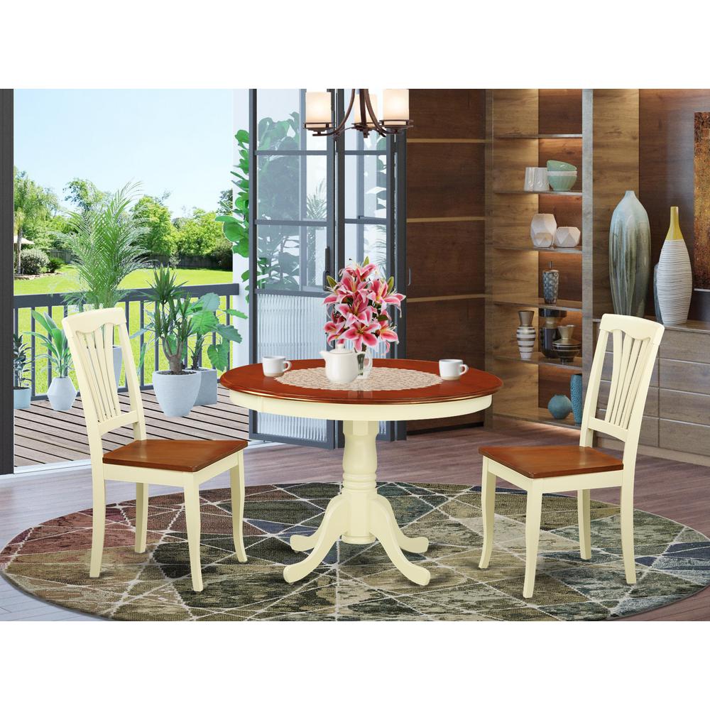 3  Pc  set  with  a  Round  Small  Table  and  2  Wood  Dinette  Chairs  in  Buttermilk  and  Cherry  .. Picture 4