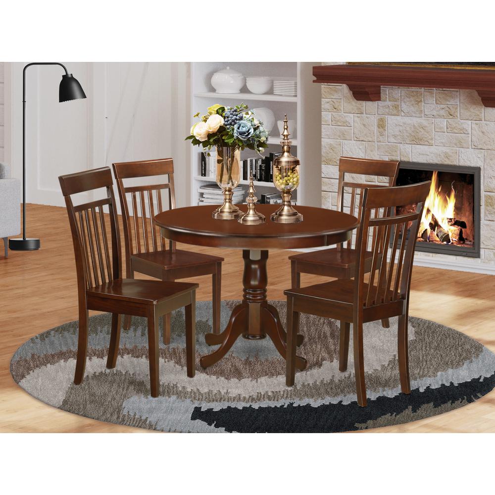 5  Pc  set  with  a  Round  Small  Table  and  4  Wood  Dinette  Chairs  in  Mahogany. Picture 2
