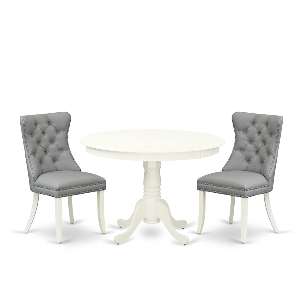 3 Piece Kitchen Table & Chairs Set Contains a Round Dining Table with Pedestal. Picture 1