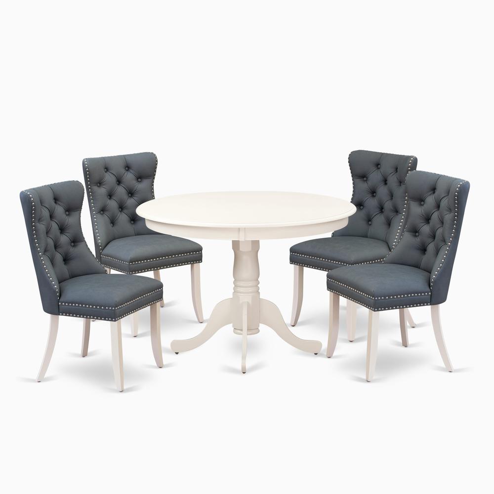 5 Piece Dining Table Set Consists of a Round Kitchen Table with Pedestal. Picture 6