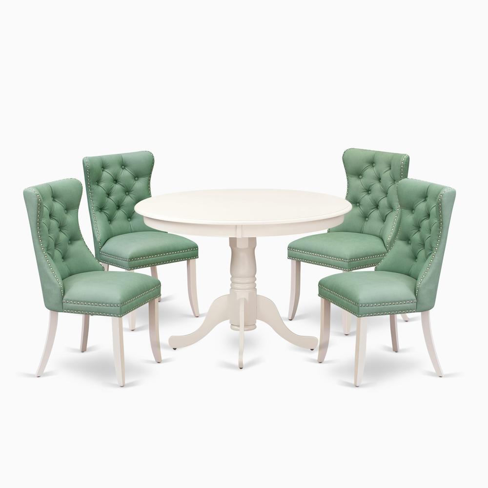 5 Piece Dining Table Set Contains a Round Kitchen Table with Pedestal. Picture 6