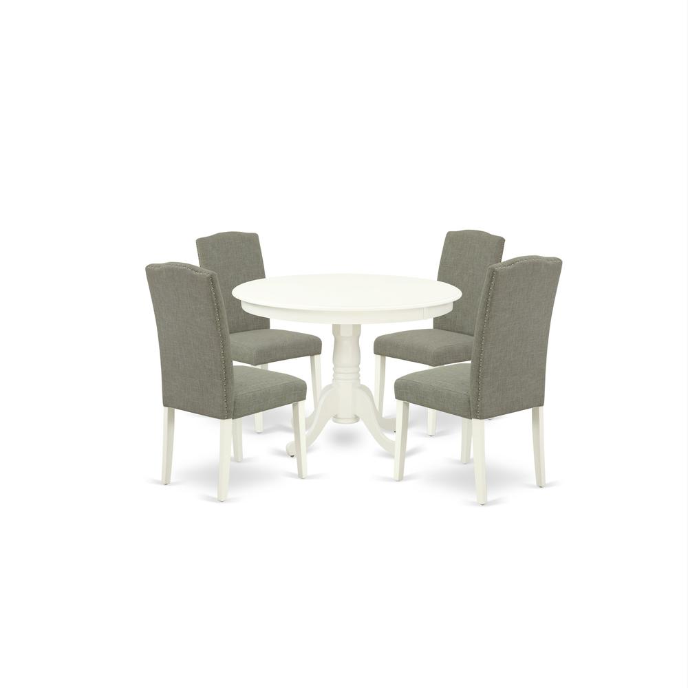 Dining Room Set Linen White, HLEN5-LWH-06. Picture 1
