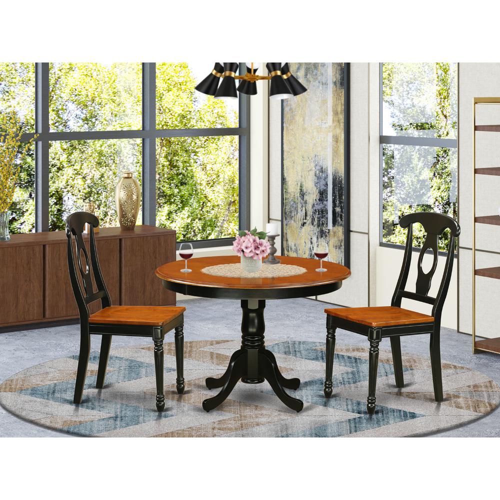 3  Pc  set  with  a  Round  Small  Table  and  2  Wood  Dinette  in  Black  and  Cherry  .. Picture 4
