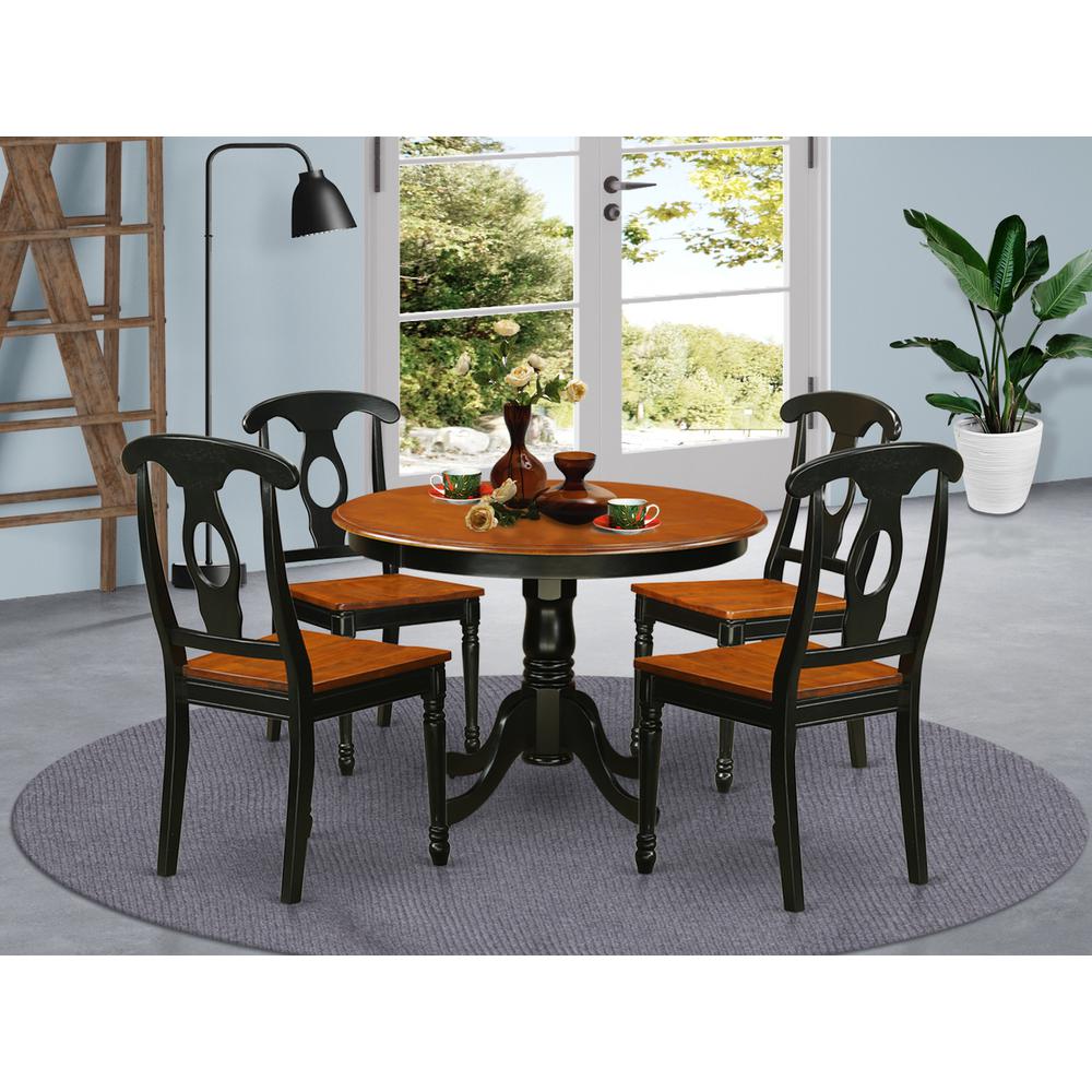 5  Pc  set  with  a  Round  Dinette  Table  and  4  Leather  Kitchen  Chairs  in  Black  and  Cherry  .. Picture 2