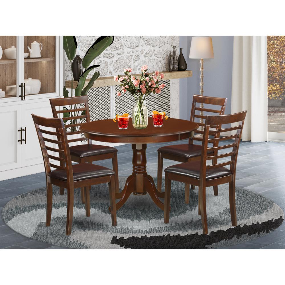 5  Pc  set  with  a  Round  Kitchen  Table  and  4  Leather  Kitchen  Chairs  in  Mahogany. Picture 4