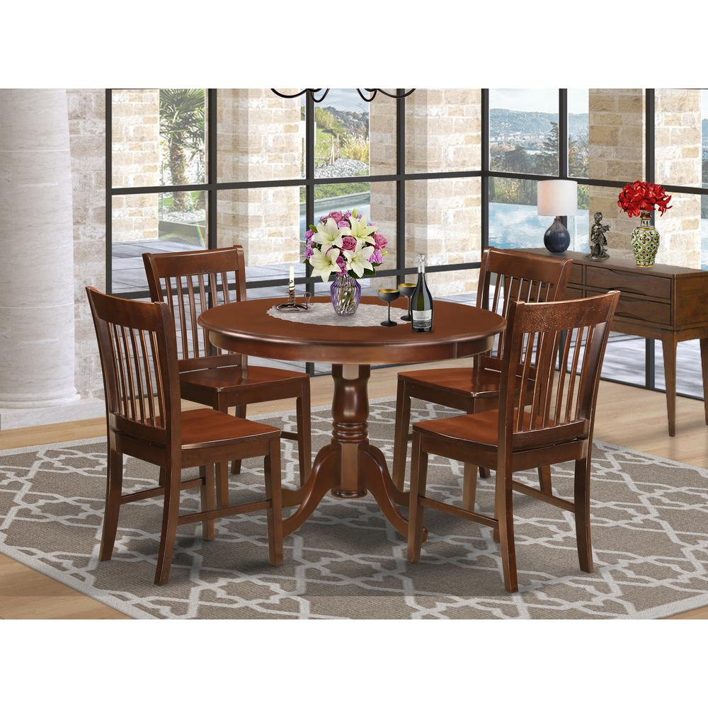 5  Pc  set  with  a  Round  Small  Table  and  4  Wood  Dinette  Chairs  in  Mahogany. Picture 4