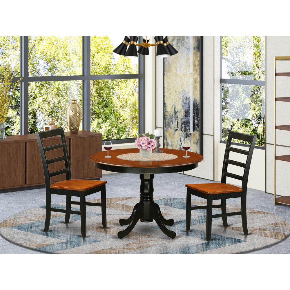 3  Pc  set  with  a  Round  Small  Table  and  2  Leather  Dinette  Chairs  in  Black  and  Cherry. Picture 4