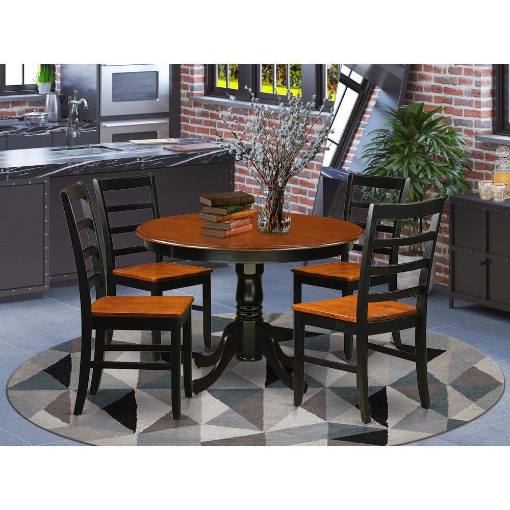 5  Pc  set  with  a  Round  Dinette  Table  and  4  Leather  Kitchen  Chairs  in  Black  and  Cherry. Picture 4