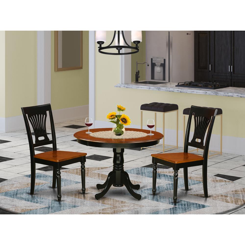 3  Pc  set  with  a  Round  Dinette  Table  and  2  Wood  Kitchen  Chairs  in  Black  and  Cherry  .. Picture 4