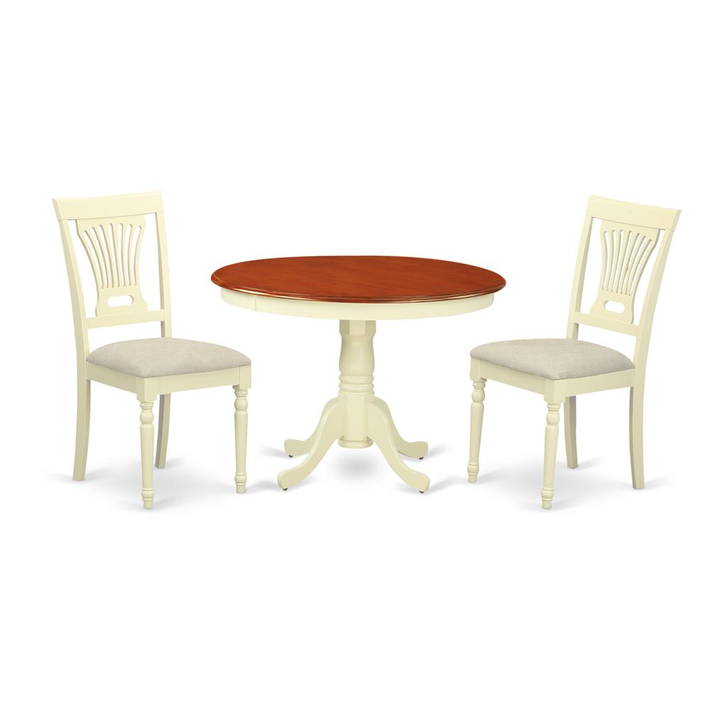 HLPL3-BMK-C 3 Pc set with a Dining Table and 2Seat Dinette Kitchen Chairs in Buttermilk and Cherry .. Picture 1