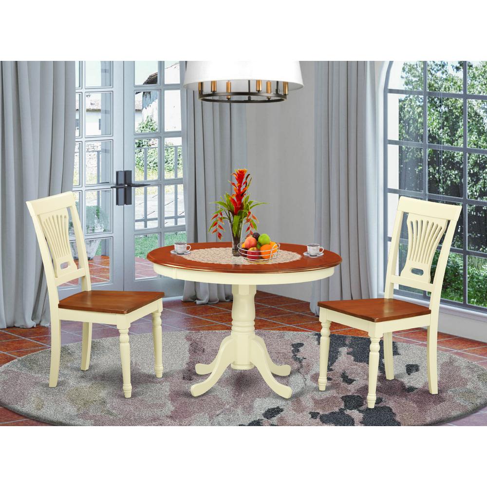 3  Pc  set  with  a  Round  Dinette  Table  and  2  Wood  Dinette  Chairs  in  Buttermilk  and  Cherry  .. Picture 4