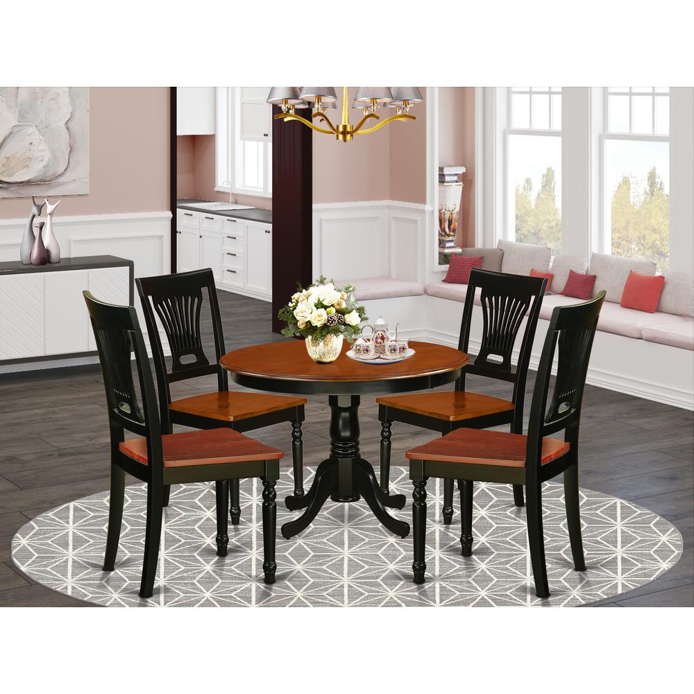 5  Pc  set  with  a  Round  Small  Table  and  4  Wood  Dinette  Chairs  in  Black  and  Cherry  .. Picture 4