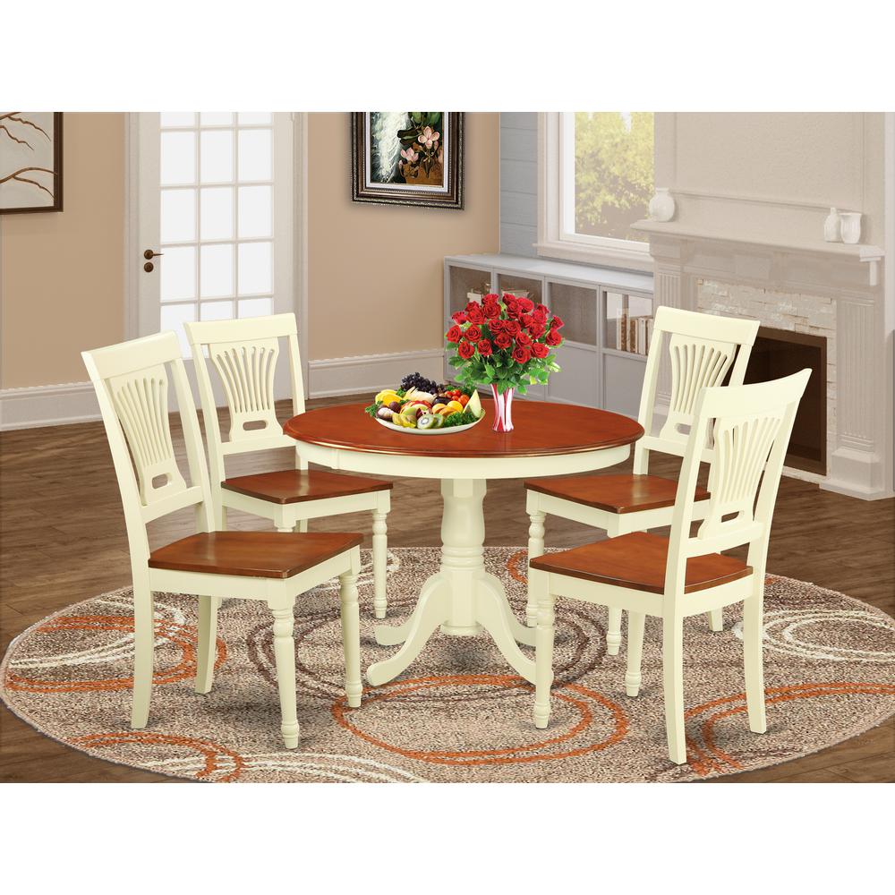 5  Pc  set  with  a  Round  Small  Table  and  4  Leather  Kitchen  Chairs  in  Buttermilk  and  Cherry  .. Picture 4