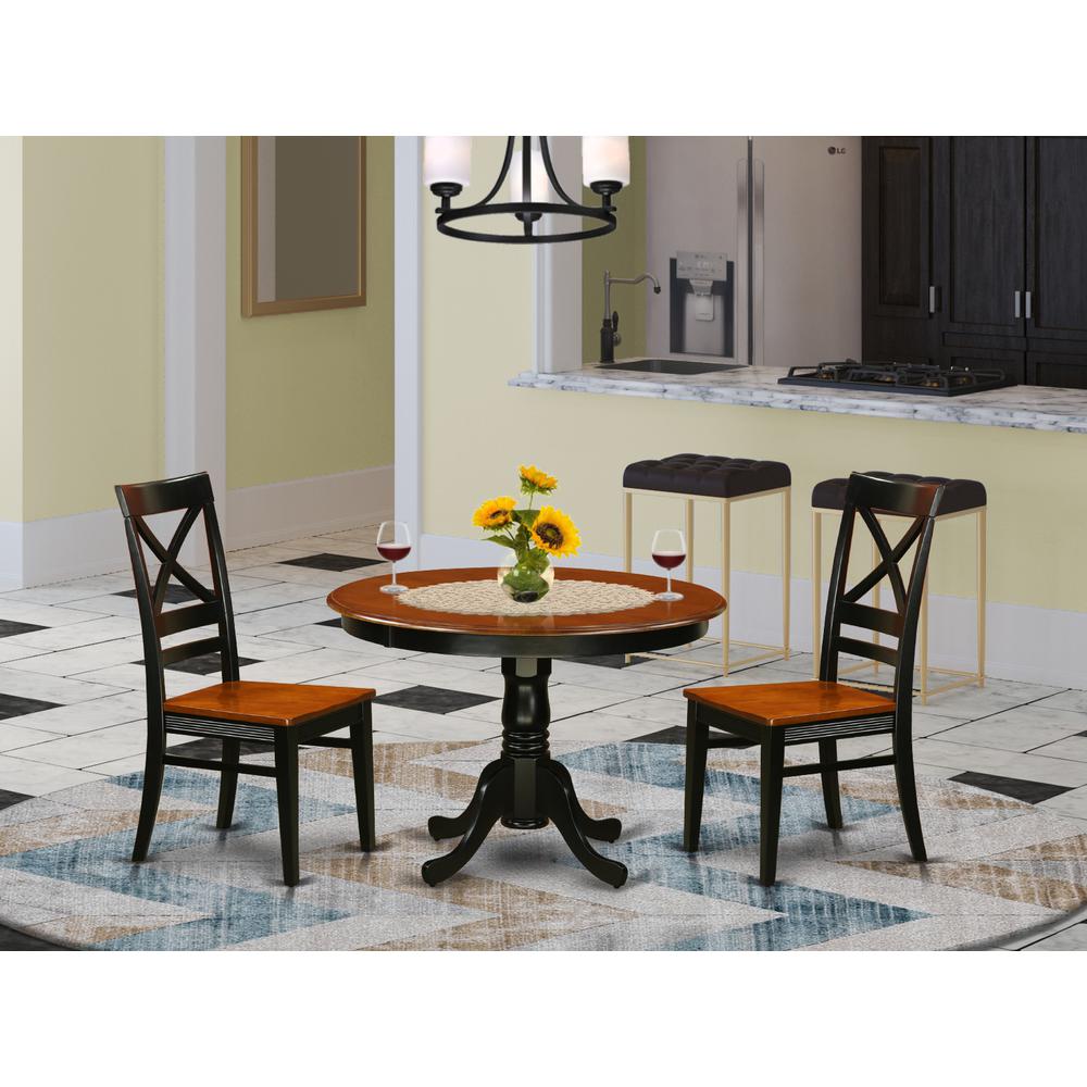 3  Pc  set  with  a  Round  Dinette  Table  and  2  Leather  Kitchen  Chairs  in  Black  and  Cherry. Picture 4