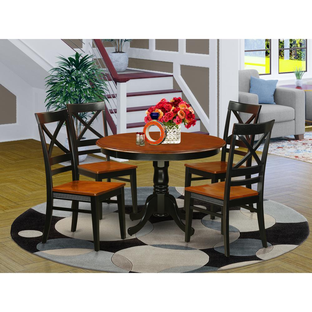 5  Pc  set  with  a  Round  Dinette  Table  and  4  Leather  Dinette  Chairs  in  Black  and  Cherry. Picture 4