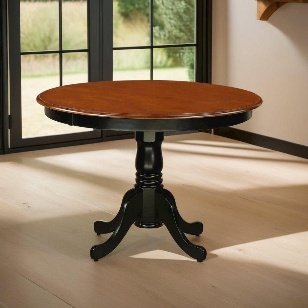 Classic Round Kitchen Table in Black and Cherry for Small Dining Spaces. Picture 2