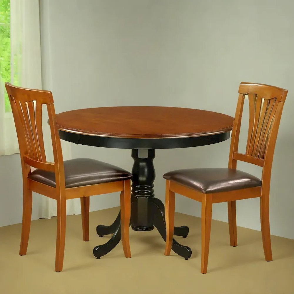 Classic Round Kitchen Table in Black and Cherry for Small Dining Spaces. Picture 3