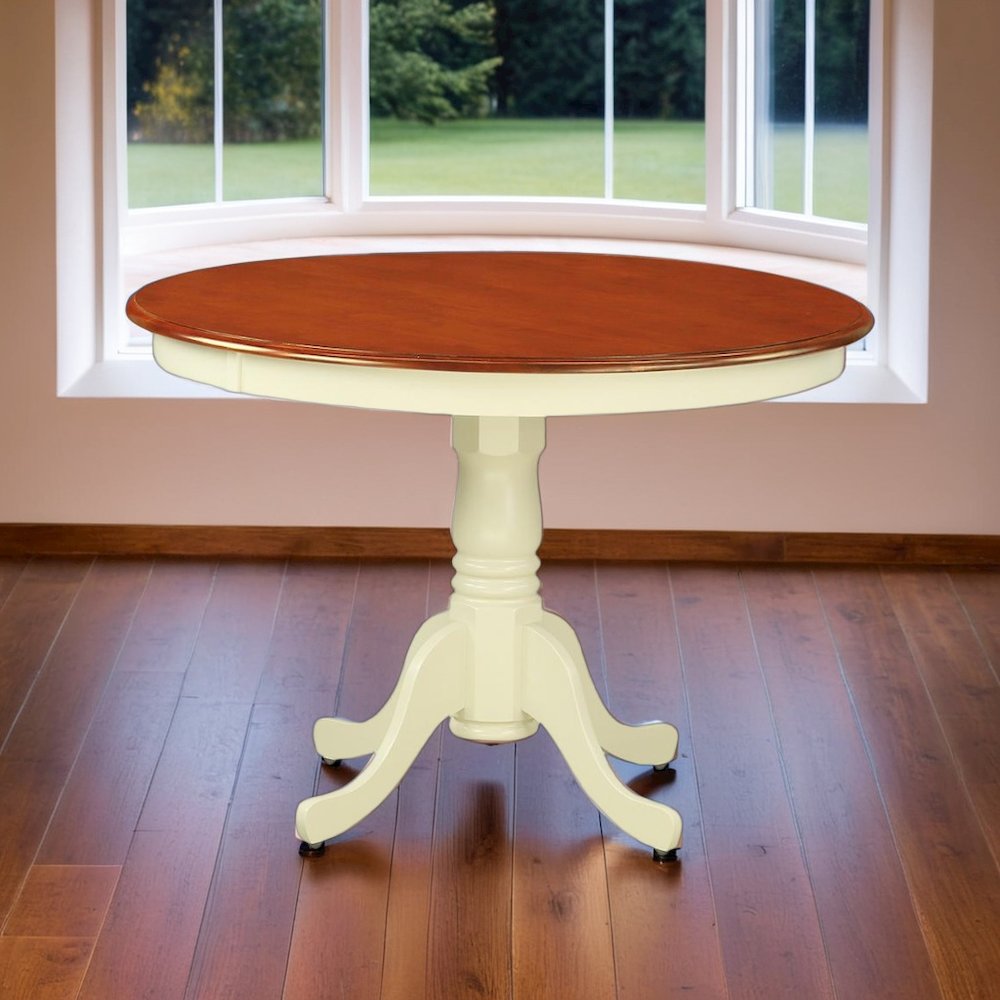 Small Round Kitchen Table for Dining Room with Classic Wooden Finish. Picture 3
