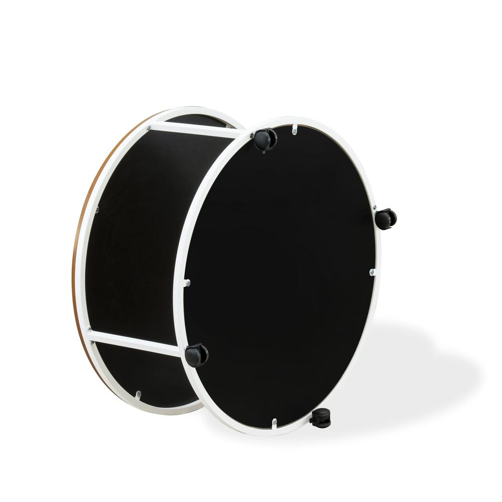 Harley Round Coffee Table for Living Room, Mid Century Modern Coffee Table in Powder Coating White Color and Brown Wood Laminate. Picture 4