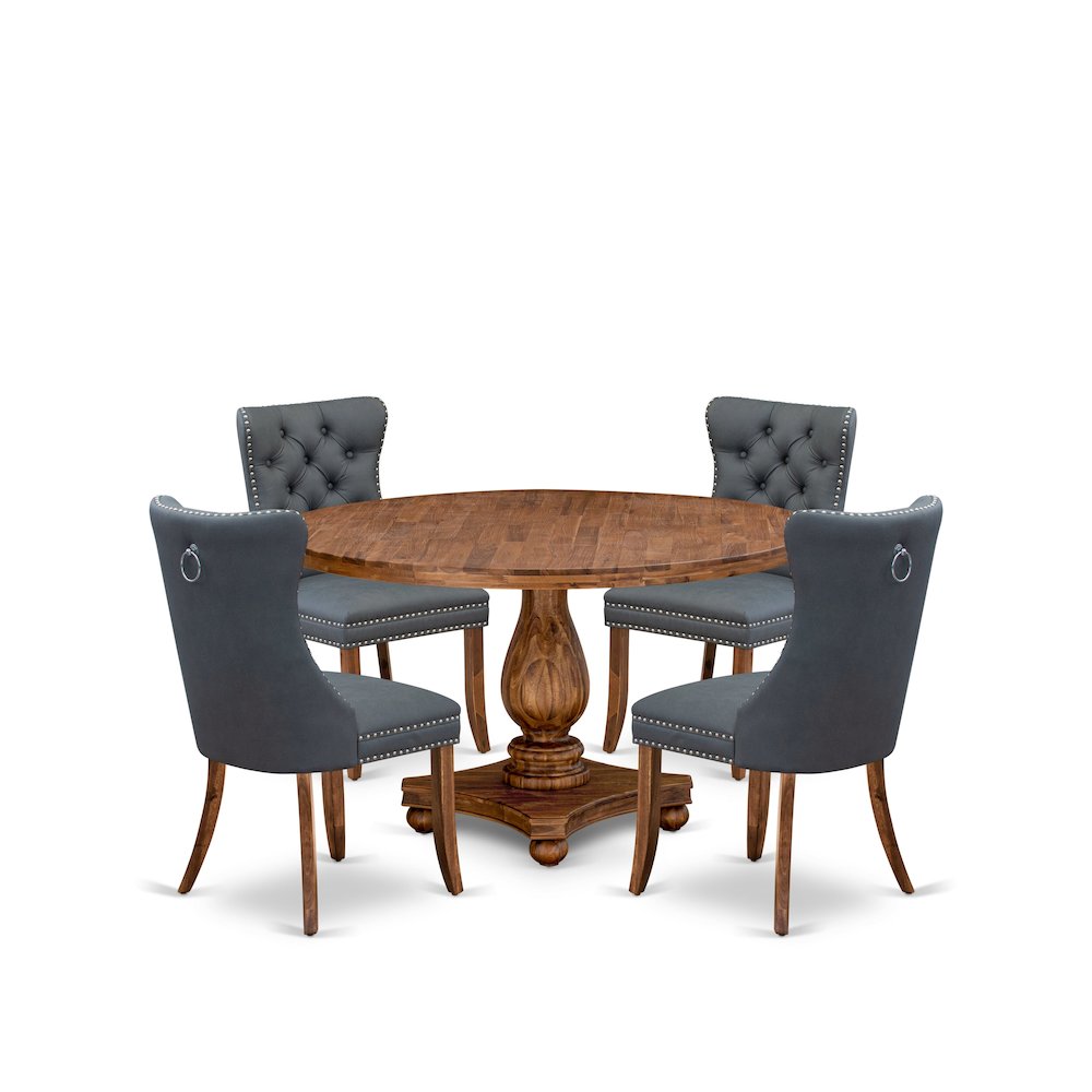 5-Piece Dining Table Set Of A Kitchen Table, 4 Platinum Gray Dining Chairs. Picture 1