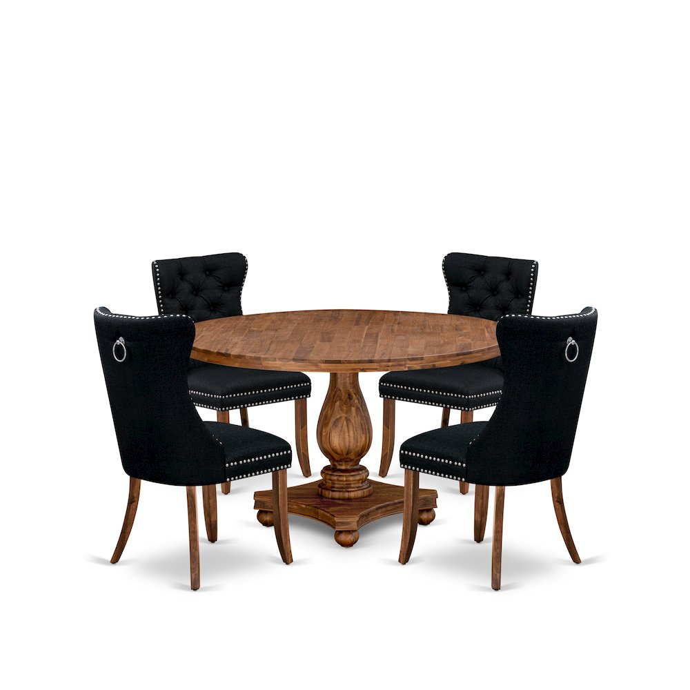 5-Piece Modern Dining Table Set In Black Color. Picture 1