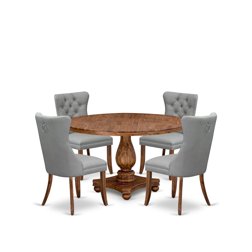 5-Pc Dining Room Table Set Consist A Kitchen Table, 4 Light Gray Parson Chairs. Picture 1