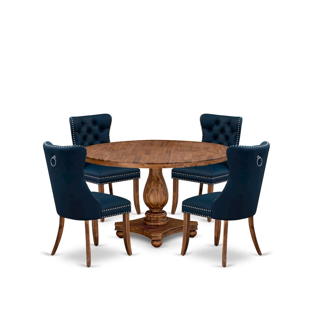 5-Piece Mid-Century Kitchen Set In Navy Blue Color. Picture 1