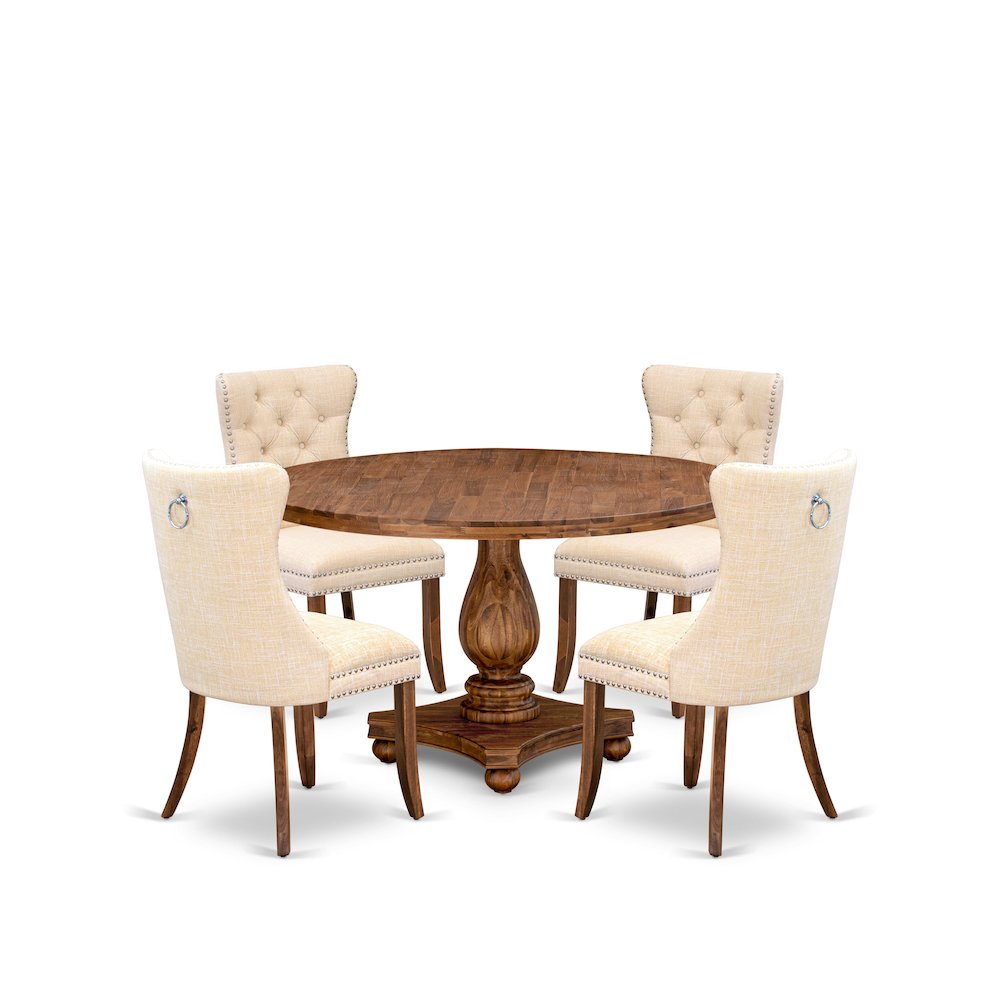 5-Piece Kitchen Table Set In Light Beige Color. Picture 1