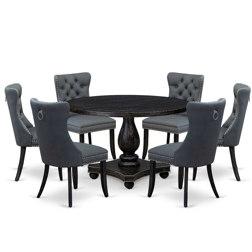 7-Piece Kitchen Table Set In Platinum Gray Color. Picture 1