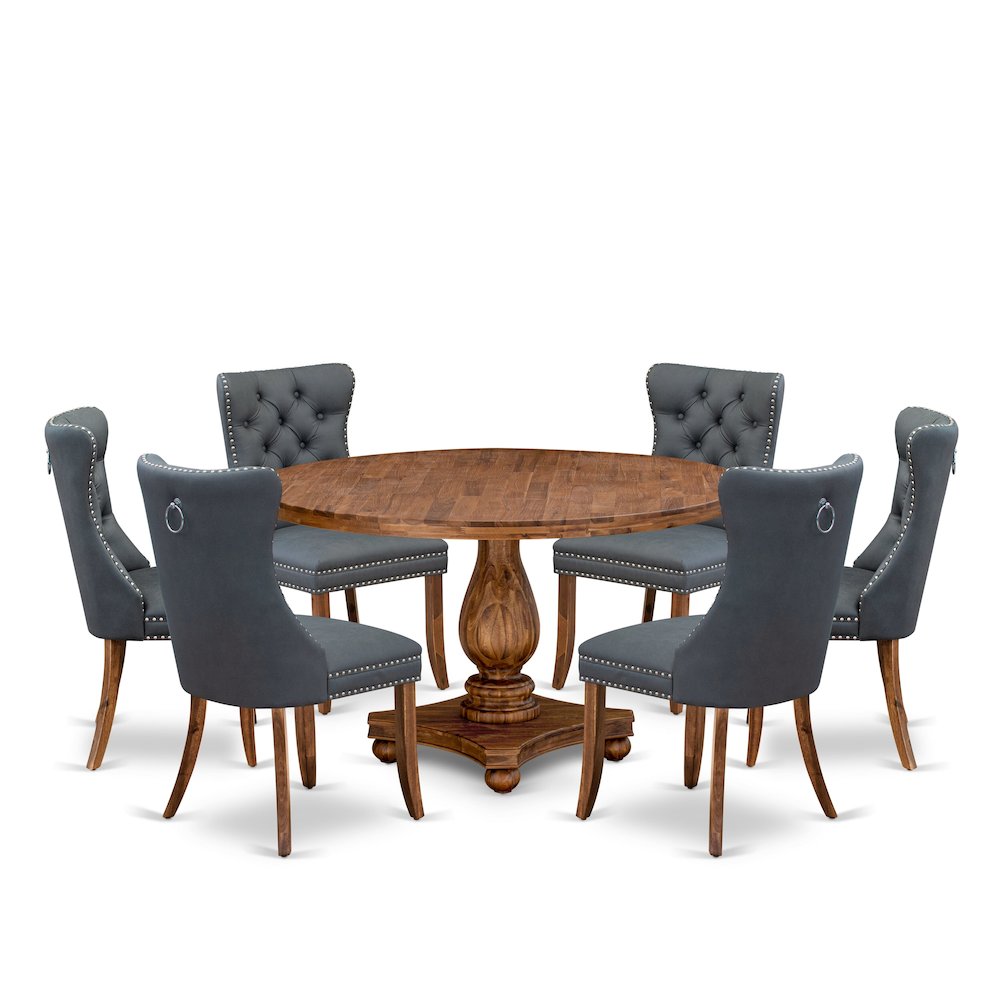 7-Piece Modern Dining Table A Kitchen Table And 6 Platinum Gray Dining Chairs. Picture 1