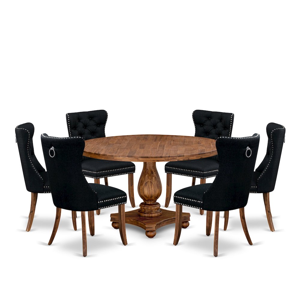 7-Piece Kitchen Table Set In Black Color. Picture 1