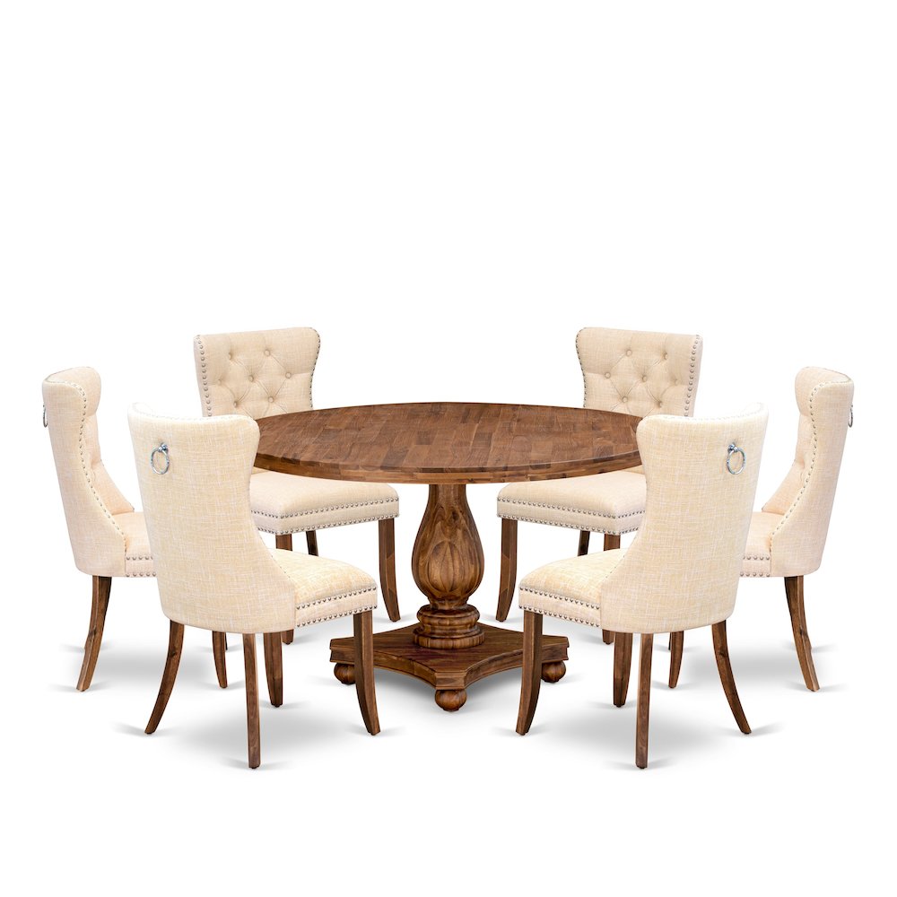 7-Piece Mid Century Kitchen Set In Light Beige Color. Picture 1