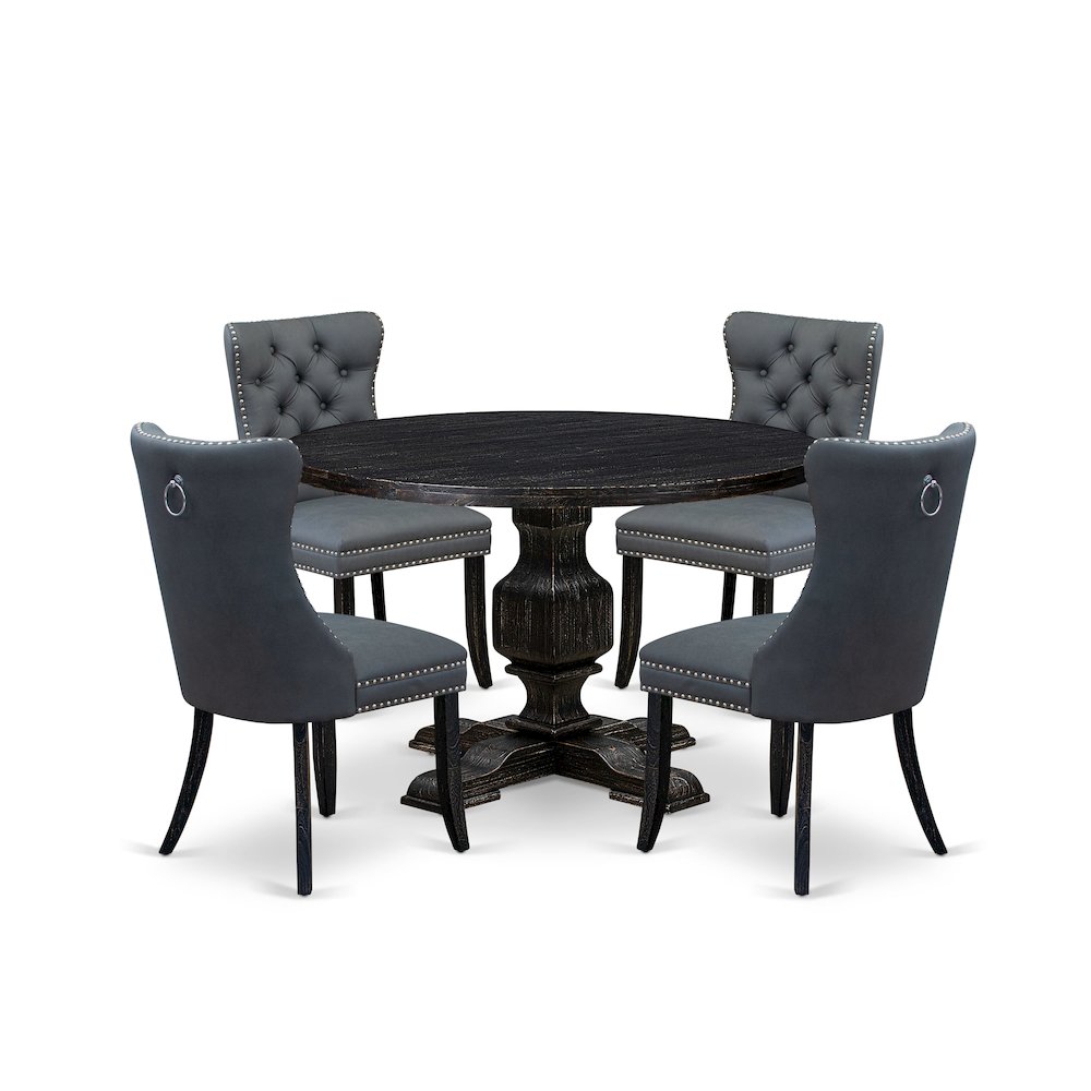 5-Piece Dining Table Set In Platinum Gray Color. Picture 1