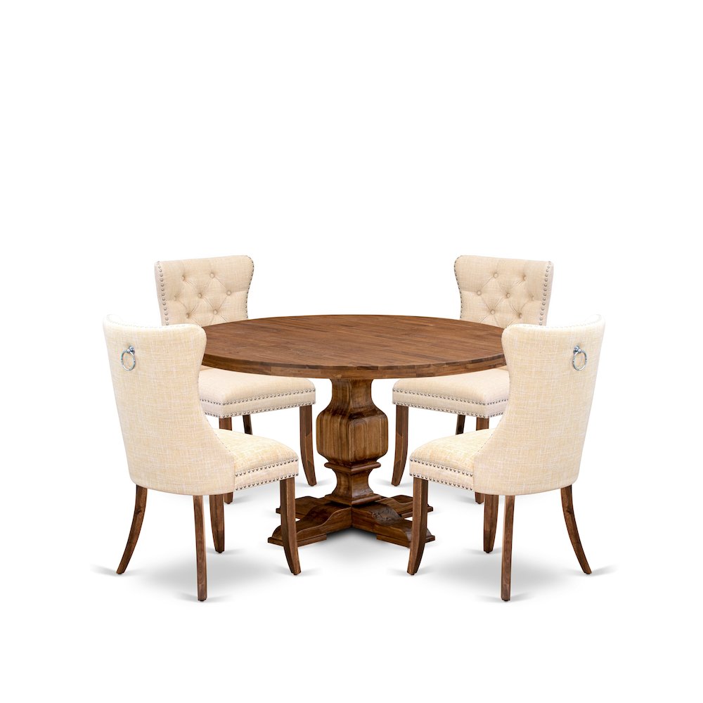 5-Piece Dining Table Set In Light Beige Color. Picture 1