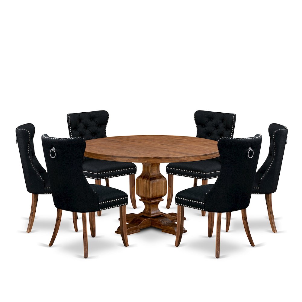 7-Piece Kitchen Table Set In Black Color. Picture 1