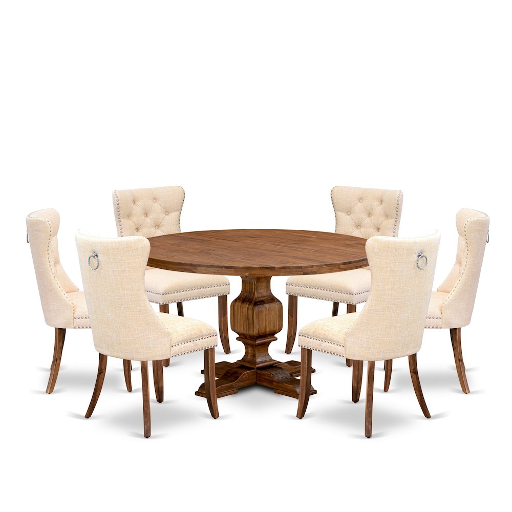 7-Piece Kitchen Table Set In Light Beige Color. Picture 1